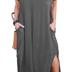 Plus Size 20 Maxi Dress Short Sleeves Side Slits